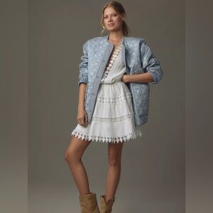 Anthropologie Avec Les Filles Jacket Women Blue Floral Stripe Quilted XXS
